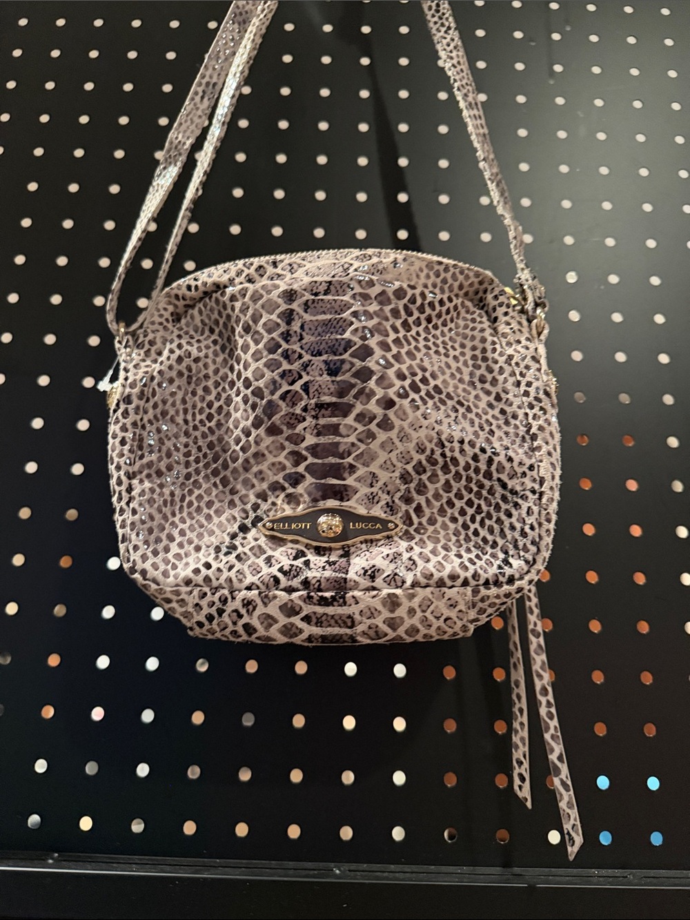 Elliott Lucca Neutral Snake-Print Crossbody Bag